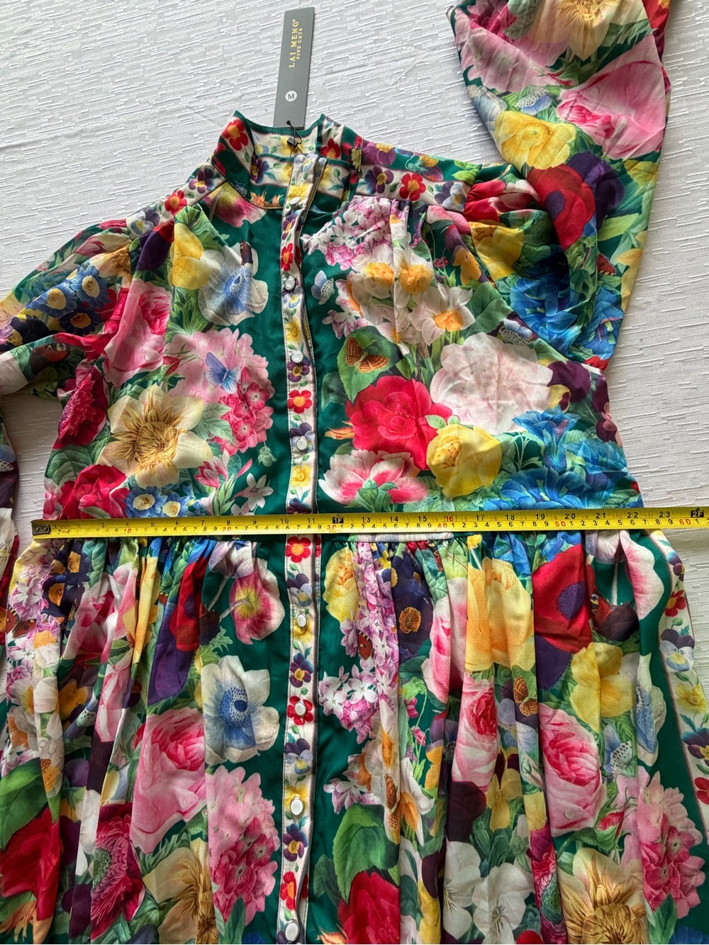 NWT Women’s Floral Pleated High Collar with Belt Dress Size M - Picture 13 of 15